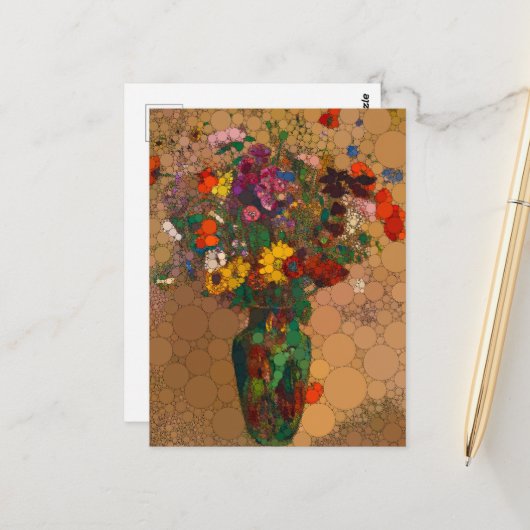 Carte Postale Grand Bouquet de fleurs sauvages - Après Odilon Re (Devant/Arrière en situation)