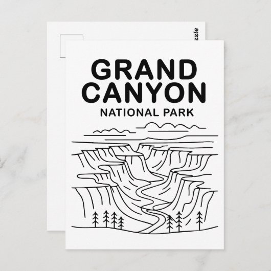 Carte Postale Grand Canyon National Park Line Art (Devant / Derrière)