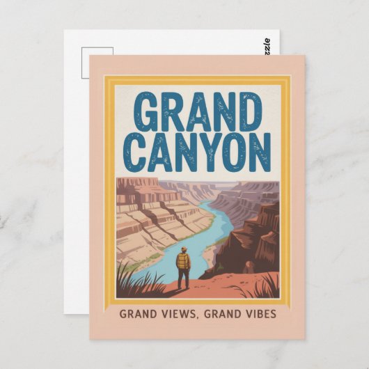 Carte Postale Grand Canyon USA Retro National Park Hiker (Devant / Derrière)