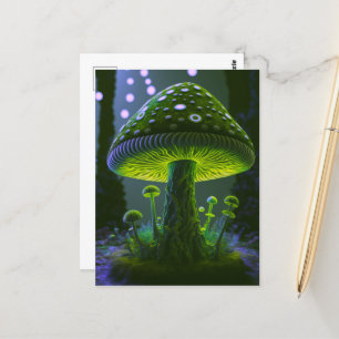 Carte Postale Grand champignon gris - Vert & Indigo