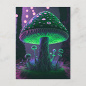 Carte Postale Grand Champignons Lumineux - Vert & Rose (Devant)