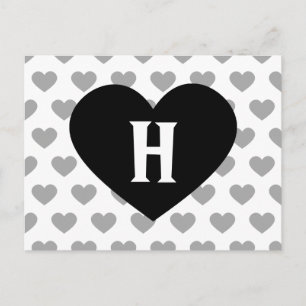 Carte Postale Grand Coeur noir - Monogramme