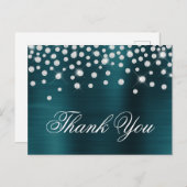 Carte Postale Grand Confetti Diamant Océan Satin Teal Foil (Devant / Derrière)