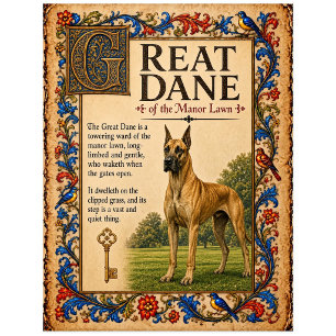 Carte Postale Grand Danois, Art de Bestiaire Médiéval