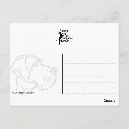 Carte Postale Grand Danois tient dans une Coccinelle (Dos)