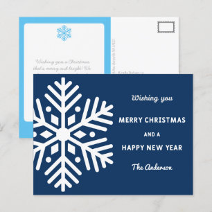 Carte Postale Grand flocon de neige Noël et Nouvel An