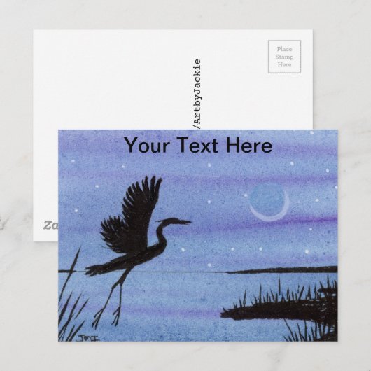 Carte Postale Grand Héron (Devant / Derrière)