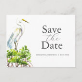 Carte Postale Grand Héron Blanc Sauvez La Date (Devant)