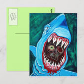 Carte Postale Grand Homard blanc - Requin VS Zombie (Devant / Derrière)