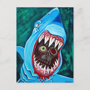 Carte Postale Grand Homard blanc - Requin VS Zombie