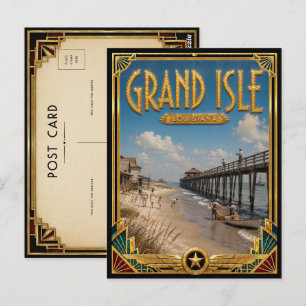 Carte Postale Grand Isle Louisiane Art Déco Vintage Âge d'Or