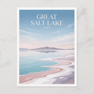 Carte Postale Grand Lac Salé — Fonds plats roses et bleus réfléc