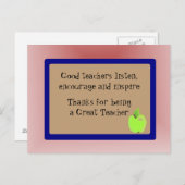 Carte Postale Grand Merci enseignant (Devant / Derrière)