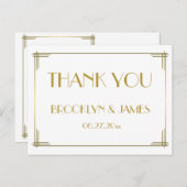 Carte Postale Grand Merci Mariage Gatsby Gold Art Déco (Devant / Derrière)