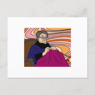 Carte Postale Grand-Mère Au Crochet Du Hobby Du Tricot