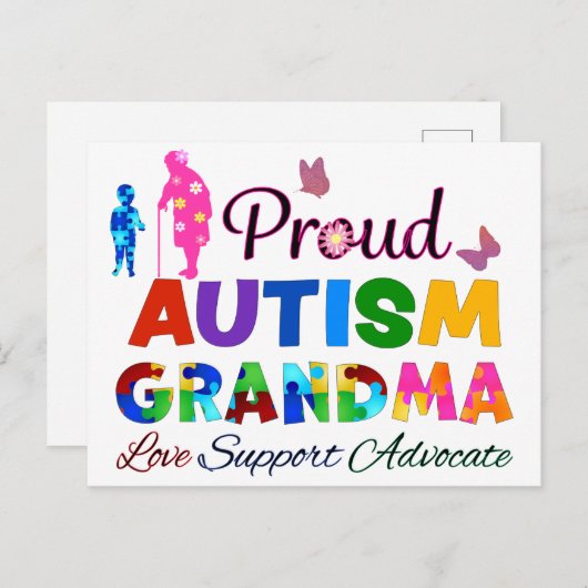 Carte Postale Grand-mère de l'autisme fier (Devant / Derrière)
