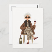 Carte Postale Grand-mère fabuleuse au style léopard (Devant / Derrière)