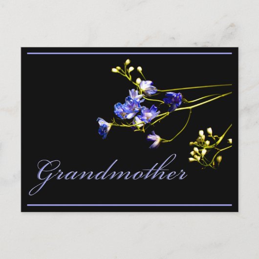 Carte Postale Grand-mère Fleurs Bleues Delicate (Devant)