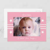 Carte Postale Grand-mère vous manque rose blanc avec étoiles pho (Devant / Derrière)