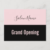 Carte Postale Grand Ouverture Pale Rose Noir Beauté Nom du salon (Devant)
