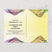 Carte Postale Grand Ouverture Vert Aquarelle Jaune Vague Étoiles (Dos)