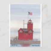 Carte Postale Grand phare rouge, Hollande, Michigan (Devant)