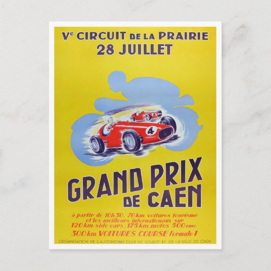 Carte Postale Grand Prix de Caen Course vintage (Devant)