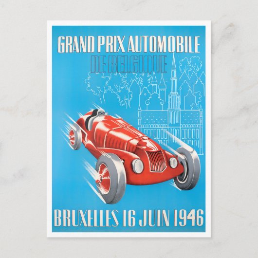 Carte Postale Grand Prix vintage de Bruxelles 1946 (Devant)