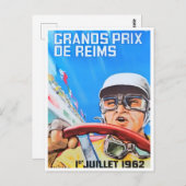 Carte Postale Grand Prix vintage de Reims 1962 (Devant / Derrière)