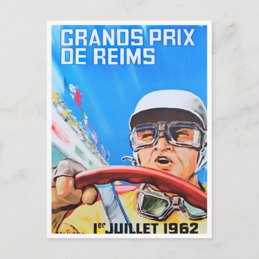 Carte Postale Grand Prix vintage de Reims 1962 (Devant)