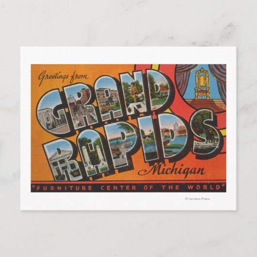 Carte Postale Grand Rapids, Michigan - Scènes de grandes lettres (Devant)