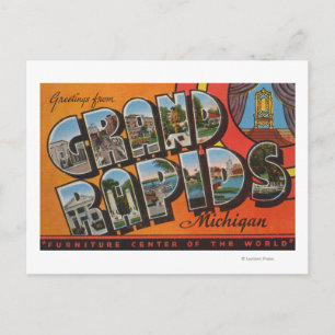 Carte Postale Grand Rapids, Michigan - Scènes de grandes lettres