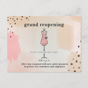 Carte Postale Grand Réouverture Vêtements Boutique Store Rose