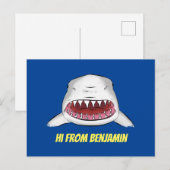 Carte Postale Grand requin blanc moyen dessin animé (Devant / Derrière)