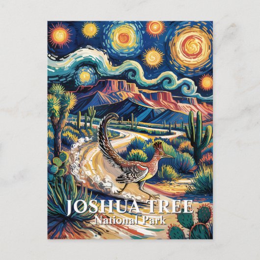 Carte Postale Grand Roadrunner de Joshua Tree Nuit Van Gogh Pers (Devant)