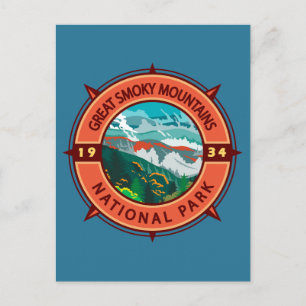 Carte Postale Grand Smoky Mountains Parc national Retro Compass