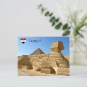 Carte Postale Grand Sphinx de Gizeh avec la pyramide de Khafre - (Debout devant)