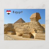 Carte Postale Grand Sphinx de Gizeh avec la pyramide de Khafre - (Devant)