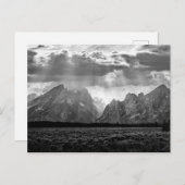 Carte Postale Grand Teton Mountain Range en noir et blanc (Devant / Derrière)