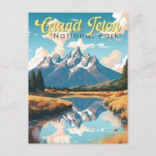 Carte Postale Grand Teton National Park Illustration Retro