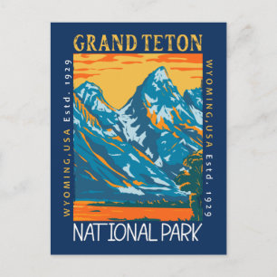 Carte Postale Grand Teton National Park Wyoming Retro Trouvé