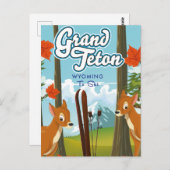 Carte Postale Grand Teton Wyoming pour skier. (Devant / Derrière)