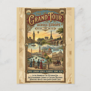 Carte Postale Grand Tour Vintage à travers l'Europe Voyage Victo