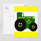 CARTE POSTALE GRAND TRACTEUR VERT (Devant / Derrière)