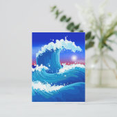 Carte Postale Grand Tsunami bleu Art de la vague (Debout devant)