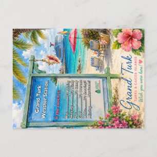 Carte Postale Grand Turk Turks et Caïcos station météo Conch