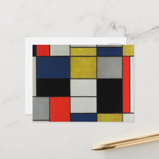 Carte Postale Grande composition par Piet Mondrian (Devant/Arrière en situation)