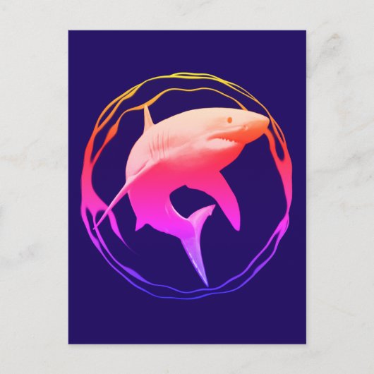 Carte Postale Grande conception graphique de requins blancs (Devant)