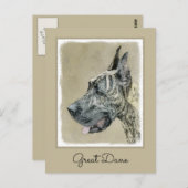 Carte Postale Grande Danse (Brindle) Peinture - Art Chien origin (Devant / Derrière)