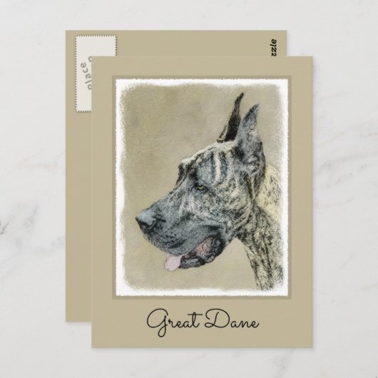 Carte Postale Grande Danse (Brindle) Peinture - Art Chien origin (Devant / Derrière)